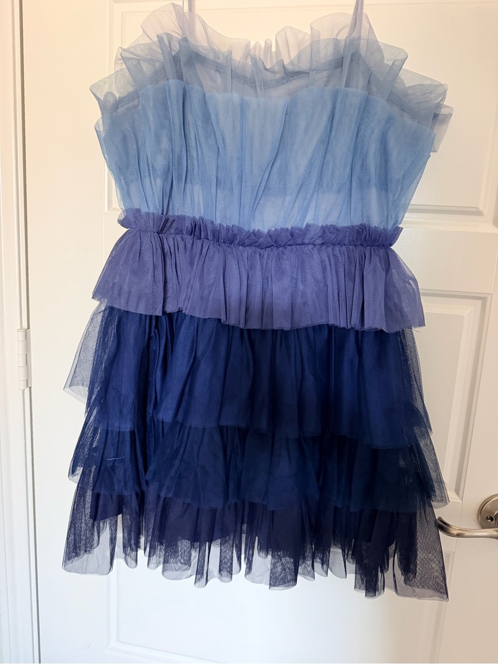 Storia Blue Ombre Layered Tulle Mini Dress
